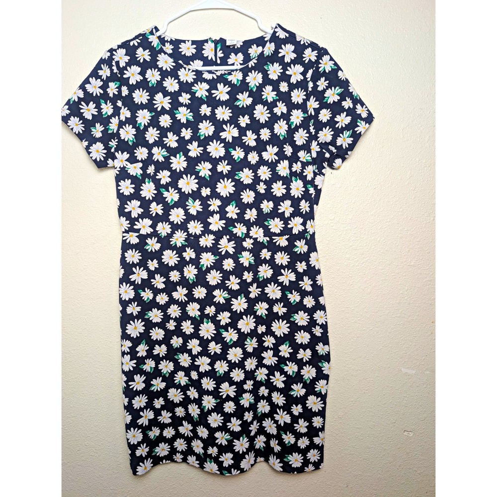Old Navy Women's Large Navy Daisy Floral Short Sleeve Fit & Flare Dress